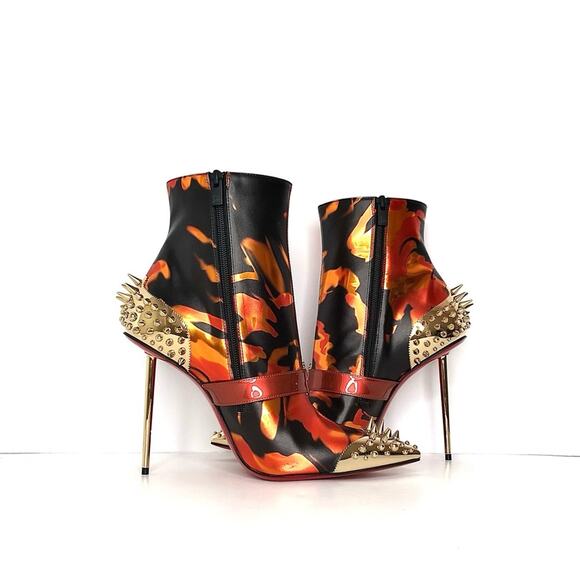 Christian Louboutin Womenphis 100 Spike Logo Buckle Stiletto Heeled Boots 40 - Picture 3 of 9